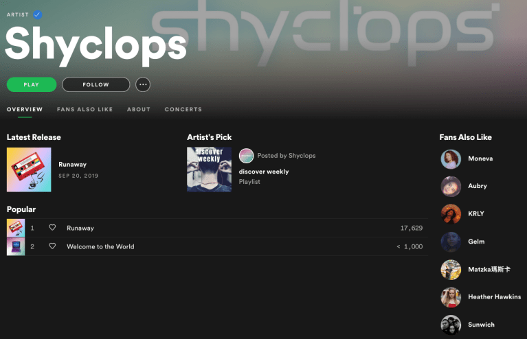 SPOTIFY: Request To Artists - 'Artist's Pick'